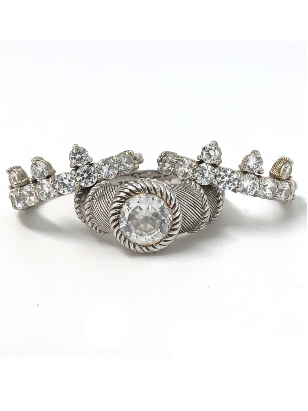 Judith Ripka Rings CZ Sterling Silver 925 LOT OF 3 Crown Solitaire Ring